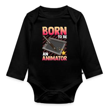 Cute & Funny Born To Be An Animator Professional - Baby Bio-Langarm-Body - Schwarz - Vorne