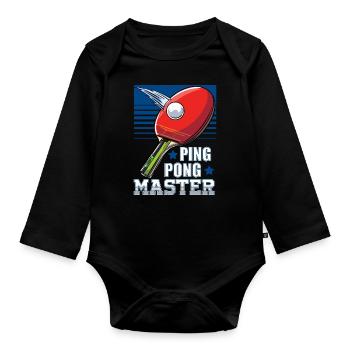 Funny Ping Pong Master Table Tennis Player - Organic Longsleeve Baby Bodysuit - black - Front
