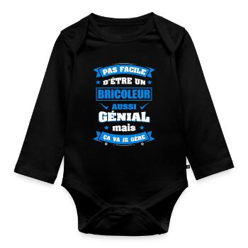 BRICOLEUR GÉNIAL - Body Bébé bio manches longues - noir - Devant