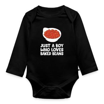 Baked Bean Boy juste un garçon qui a cuit des haricots au lard - Body Bébé bio manches longues - noir - Devant
