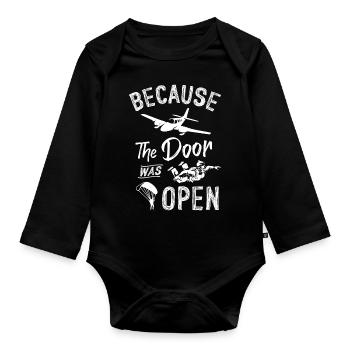 Because The Door was Open - Baby Bio-Langarm-Body - Schwarz - Vorne