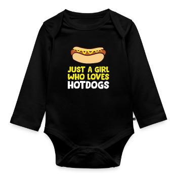 Juste une fille qui aime les hot-dogs - Body Bébé bio manches longues - noir - Devant