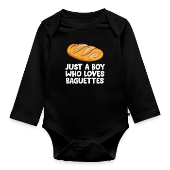 Baguette Boy Juste un garçon qui aime les baguettes - Body Bébé bio manches longues - noir - Devant