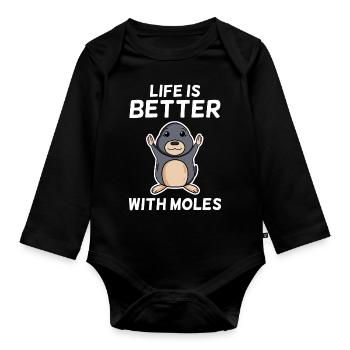 mole - Organic Longsleeve Baby Bodysuit - black - Front