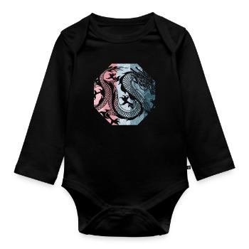 Dragon chinois - Body Bébé bio manches longues - noir - Devant