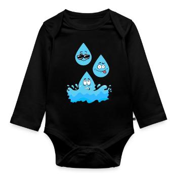 Drop of water - Organic Longsleeve Baby Bodysuit - black - Front