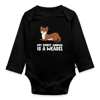 Funny Weasel Lover My Spirit Animal Is A Weasel - Organic Longsleeve Baby Bodysuit - black - Front
