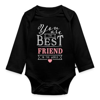 Best Friend - Best Friend Friendship Gift - Organic Longsleeve Baby Bodysuit - black - Front