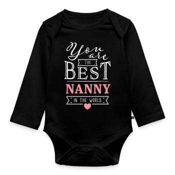 Meilleur nounou Meilleur Babysitter Merci Cadeau - Body Bébé bio manches longues - noir - Devant