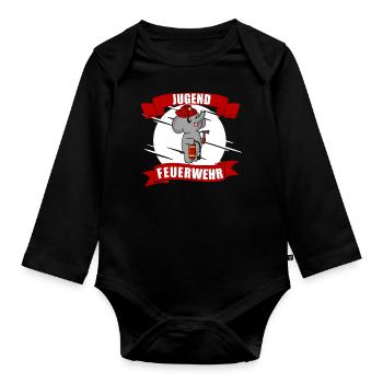 Jugend Feuerwehr Elefant - Baby Bio-Langarm-Body - Schwarz - Vorne