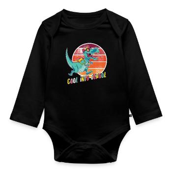 Cool into School T-Rex Enrollment Sunglasses - Organic Longsleeve Baby Bodysuit - black - Front