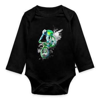 Downhill action - Baby Bio-Langarm-Body - Schwarz - Vorne