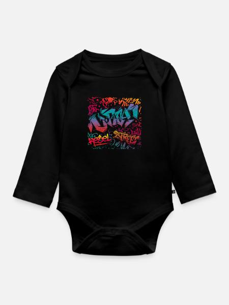 Graffiti Kunst - Baby Bio-Langarm-Body - Schwarz
