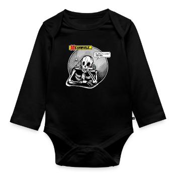 Halloween is coming they said Skelett Horror Comic - Baby Bio-Langarm-Body - Schwarz - Vorne