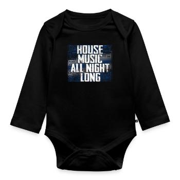 Musique House - Body Bébé bio manches longues - noir - Devant