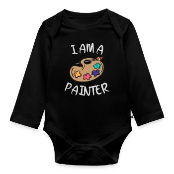 Je suis peintre - Body Bébé bio manches longues - noir - Devant