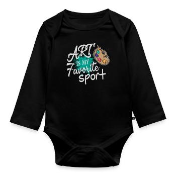 Kunst ist mein Lieblingssport Farbspritzer - Baby Bio-Langarm-Body - Schwarz - Vorne