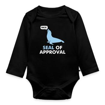 SCEAU d’approbation Drôle de jeu de mots - Body Bébé bio manches longues - noir - Devant