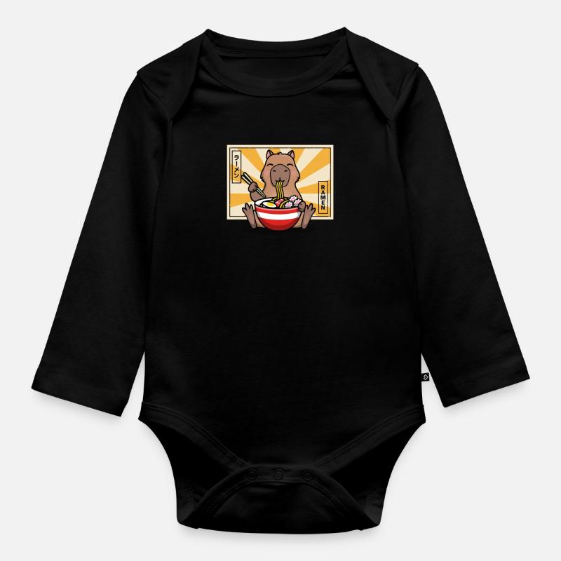 Capybara - Baby Bio-Langarm-Body - Schwarz