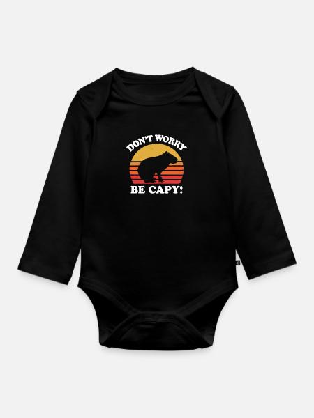 Capybara - Baby Bio-Langarm-Body - Schwarz