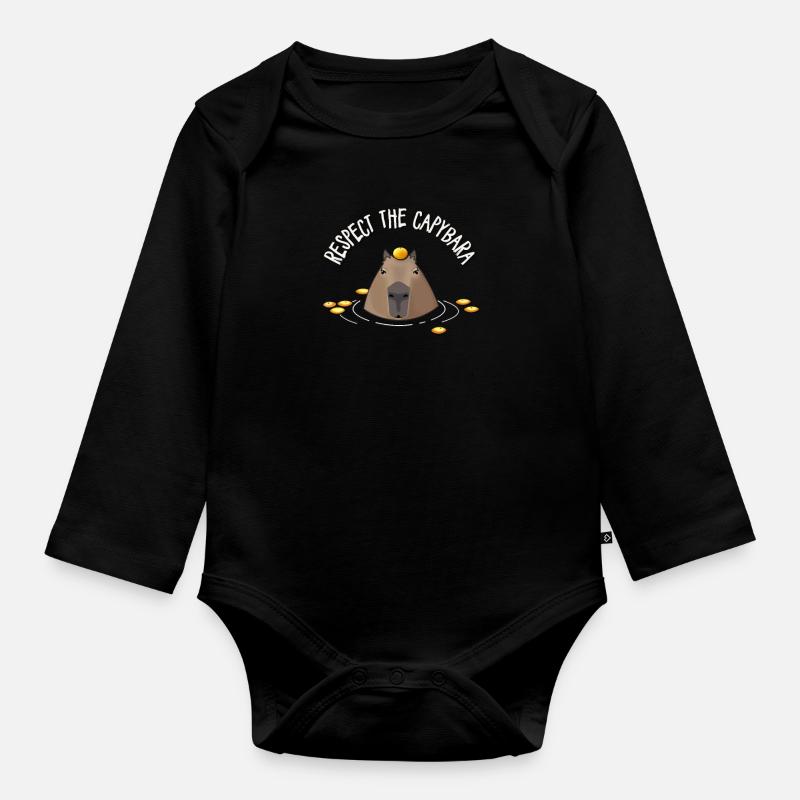 Capybara - Baby Bio-Langarm-Body - Schwarz
