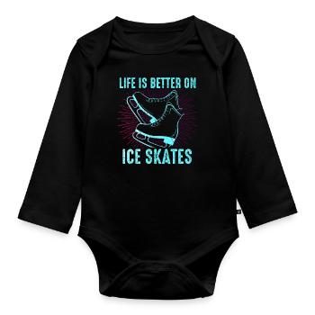Patinage sur glace Patinage artistique - Body Bébé bio manches longues - noir - Devant