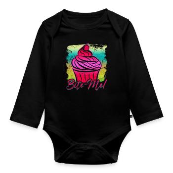 Cupcake - Baby Bio-Langarm-Body - Schwarz - Vorne