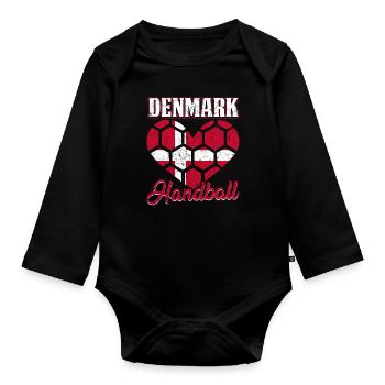 Denmark Handball - Organic Longsleeve Baby Bodysuit - black - Front