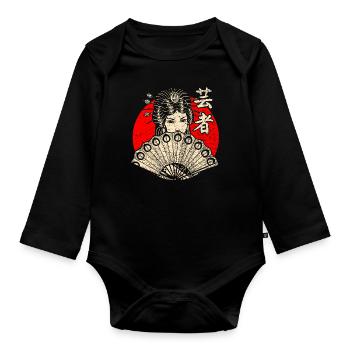 Geisha du Japon - Body Bébé bio manches longues - noir - Devant