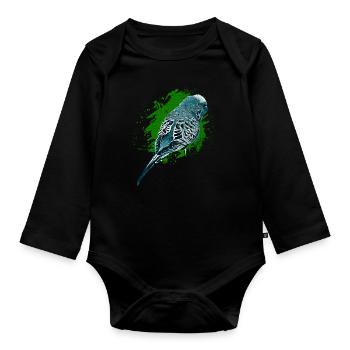 Perruche ondulée - Body Bébé bio manches longues - noir - Devant