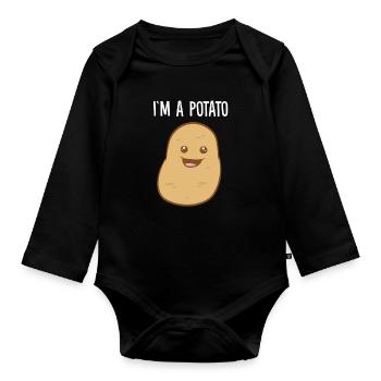 Je suis une pomme de terre - Body Bébé bio manches longues - noir - Devant