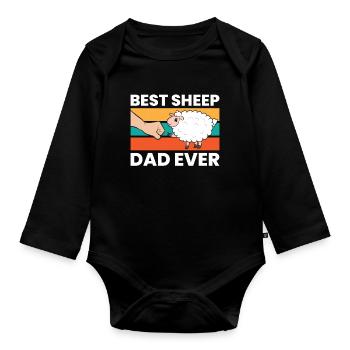 Best Sheep Dad Ever Cute Sheep - Organic Longsleeve Baby Bodysuit - black - Front