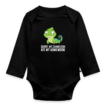 Désolé, mon caméléon a mon - Body Bébé bio manches longues - noir - Devant