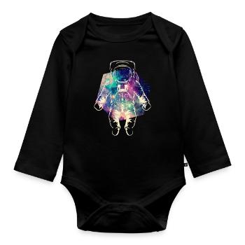 Astronaut in space - Organic Longsleeve Baby Bodysuit - black - Front