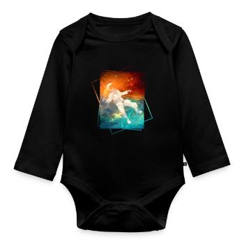 Astronaut in space - Organic Longsleeve Baby Bodysuit - black - Front