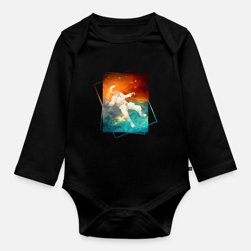 Astronaute dans l’espace - Body Bébé bio manches longues - noir