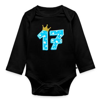 17 Krone 17th birthday 17 years - Organic Longsleeve Baby Bodysuit - black - Front