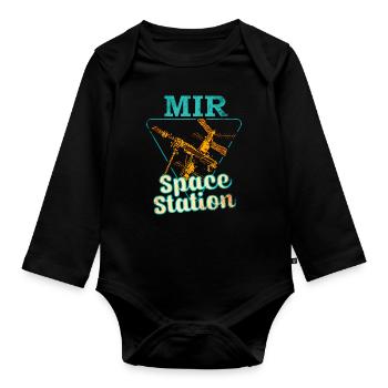 Mir Space Station - Organic Longsleeve Baby Bodysuit - black - Front