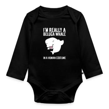 Ich bin wirklich ein Belugawal in einem - Baby Bio-Langarm-Body - Schwarz - Vorne