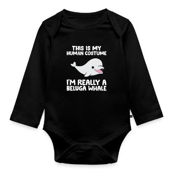 C’est mon costume humain je suis vraiment - Body Bébé bio manches longues - noir - Devant