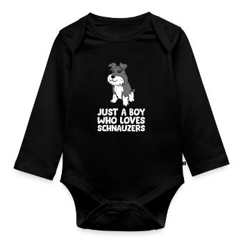 La vie est meilleure avec un Schnauzer - Body Bébé bio manches longues - noir - Devant