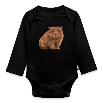 Wombat - Organic Longsleeve Baby Bodysuit - black - Front