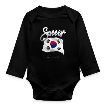 South Korea Soccer - Korean Flag - Organic Longsleeve Baby Bodysuit - black - Front