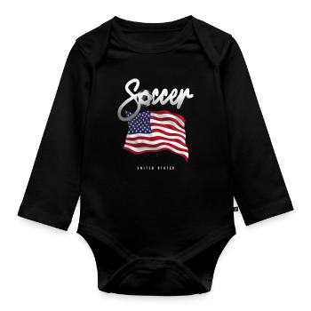 USA Soccer - American Flag - Organic Longsleeve Baby Bodysuit - black - Front