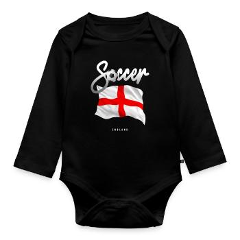 England Soccer - English Flag - Organic Longsleeve Baby Bodysuit - black - Front