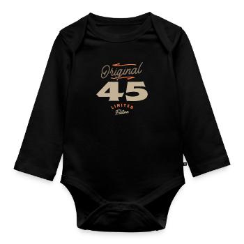 45. Geburtstag Original 45 Jahre alt - Baby Bio-Langarm-Body - Schwarz - Vorne