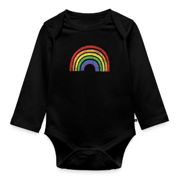 Ein RAINBOW Gay Pride, queer, hippie und künstlerisch - Baby Bio-Langarm-Body - Schwarz - Vorne