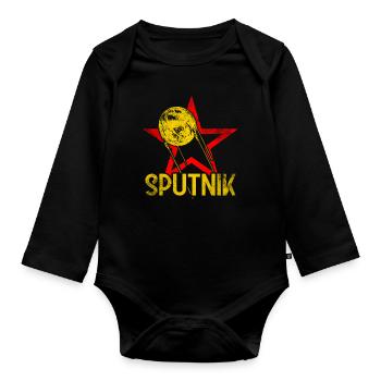 Sputnik 1 Satellite - Organic Longsleeve Baby Bodysuit - black - Front