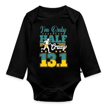 Marathon Motiv für Läufer & Jogger - Baby Bio-Langarm-Body - Schwarz - Vorne