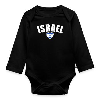 Israel Vintage Israelische Flagge - Baby Bio-Langarm-Body - Schwarz - Vorne